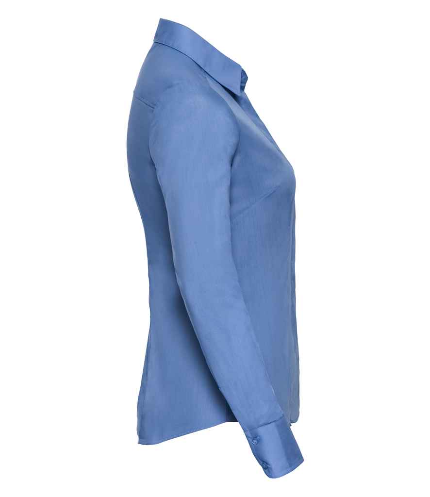 Russell Collection Ladies Long Sleeve Fitted Poplin Shirt in by Russell — Custom branded clothing by Print Press, featuring premium embroidery produced in our specialist print lab in the UK.