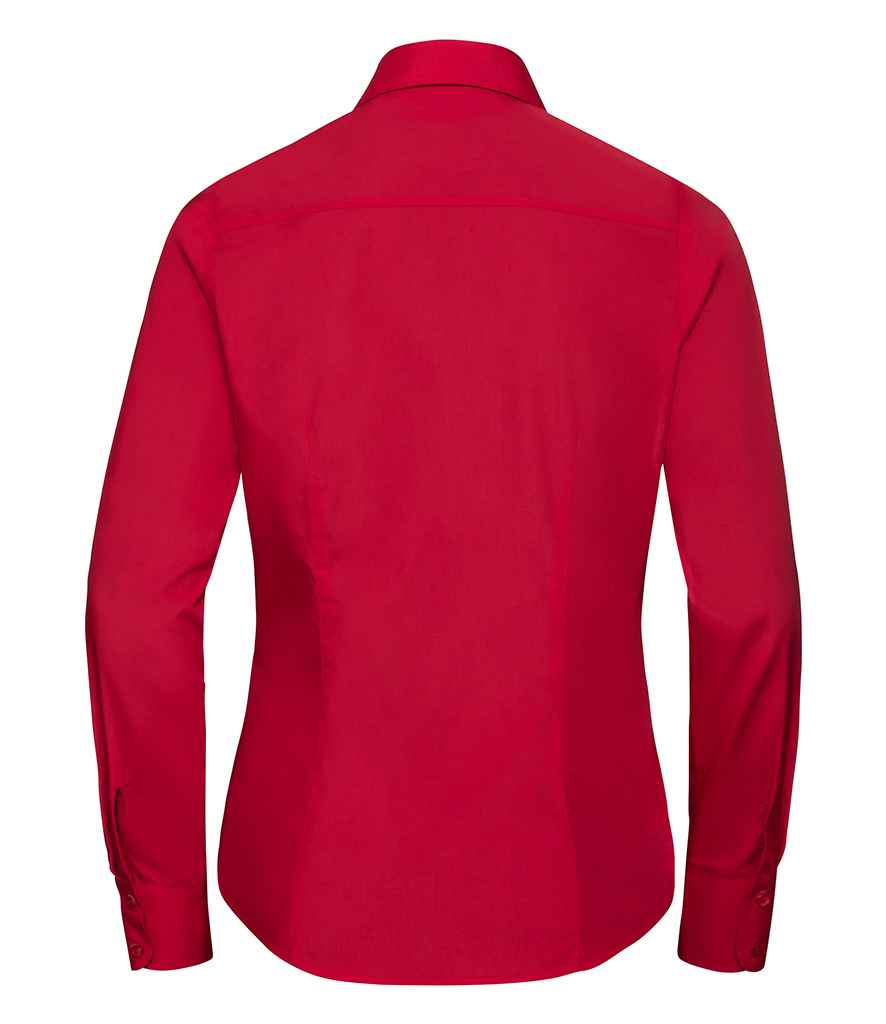 Russell Collection Ladies Long Sleeve Fitted Poplin Shirt in by Russell — Custom branded clothing by Print Press, featuring premium embroidery produced in our specialist print lab in the UK.