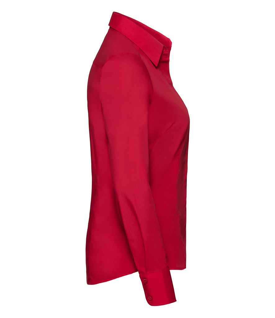 Russell Collection Ladies Long Sleeve Fitted Poplin Shirt in by Russell — Custom branded clothing by Print Press, featuring premium embroidery produced in our specialist print lab in the UK.