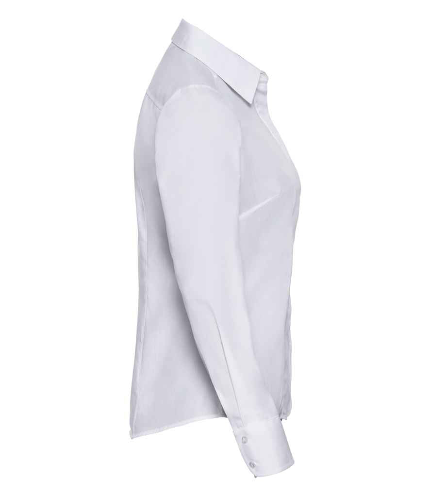 Russell Collection Ladies Long Sleeve Fitted Poplin Shirt in by Russell — Custom branded clothing by Print Press, featuring premium embroidery produced in our specialist print lab in the UK.