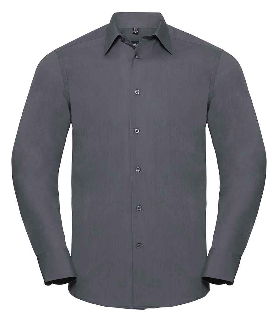 Russell Collection Long Sleeve Tailored Poplin Shirt in by Russell — Custom branded clothing by Print Press, featuring premium embroidery produced in our specialist print lab in the UK.