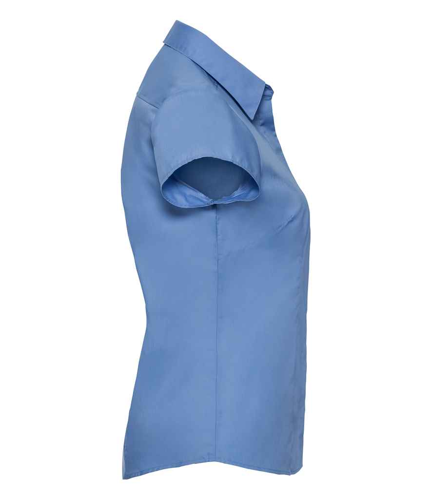 Russell Collection Ladies Cap Sleeve Fitted Poplin Shirt in by Russell — Custom branded clothing by Print Press, featuring premium embroidery produced in our specialist print lab in the UK.