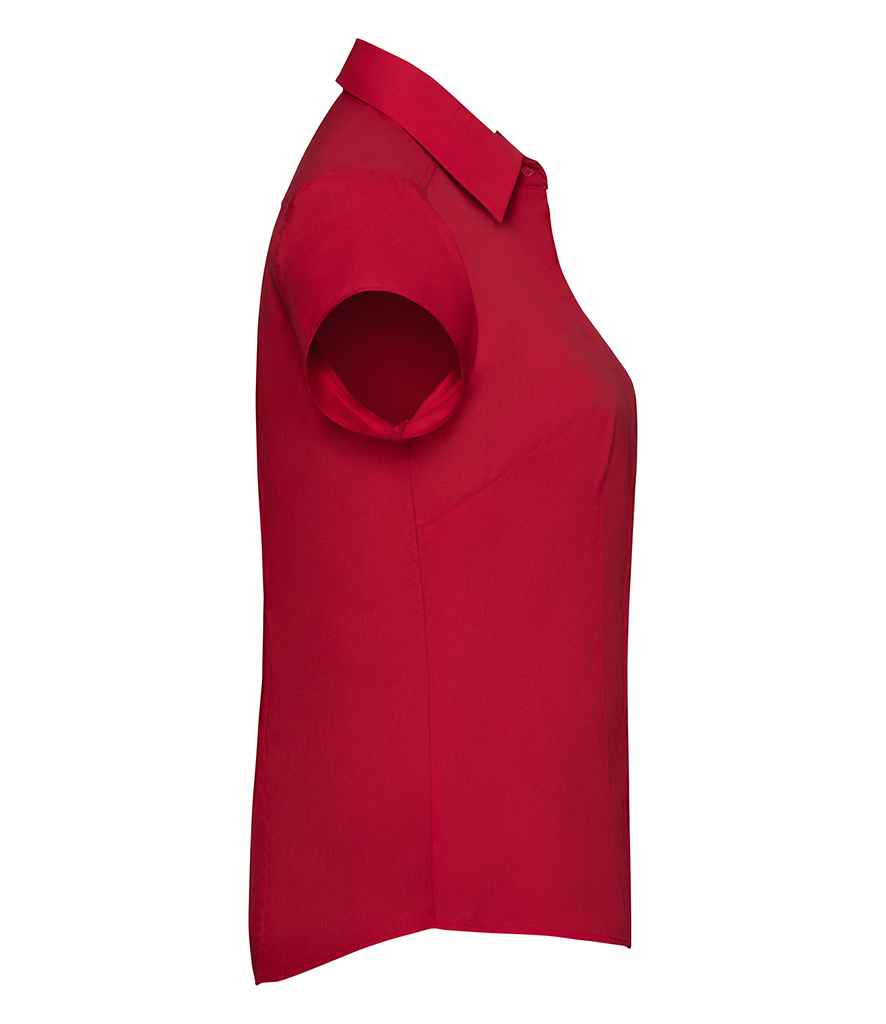 Russell Collection Ladies Cap Sleeve Fitted Poplin Shirt in by Russell — Custom branded clothing by Print Press, featuring premium embroidery produced in our specialist print lab in the UK.