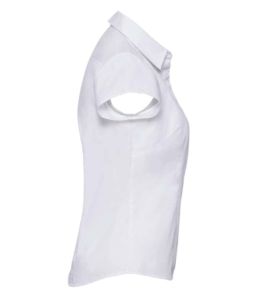 Russell Collection Ladies Cap Sleeve Fitted Poplin Shirt in by Russell — Custom branded clothing by Print Press, featuring premium embroidery produced in our specialist print lab in the UK.