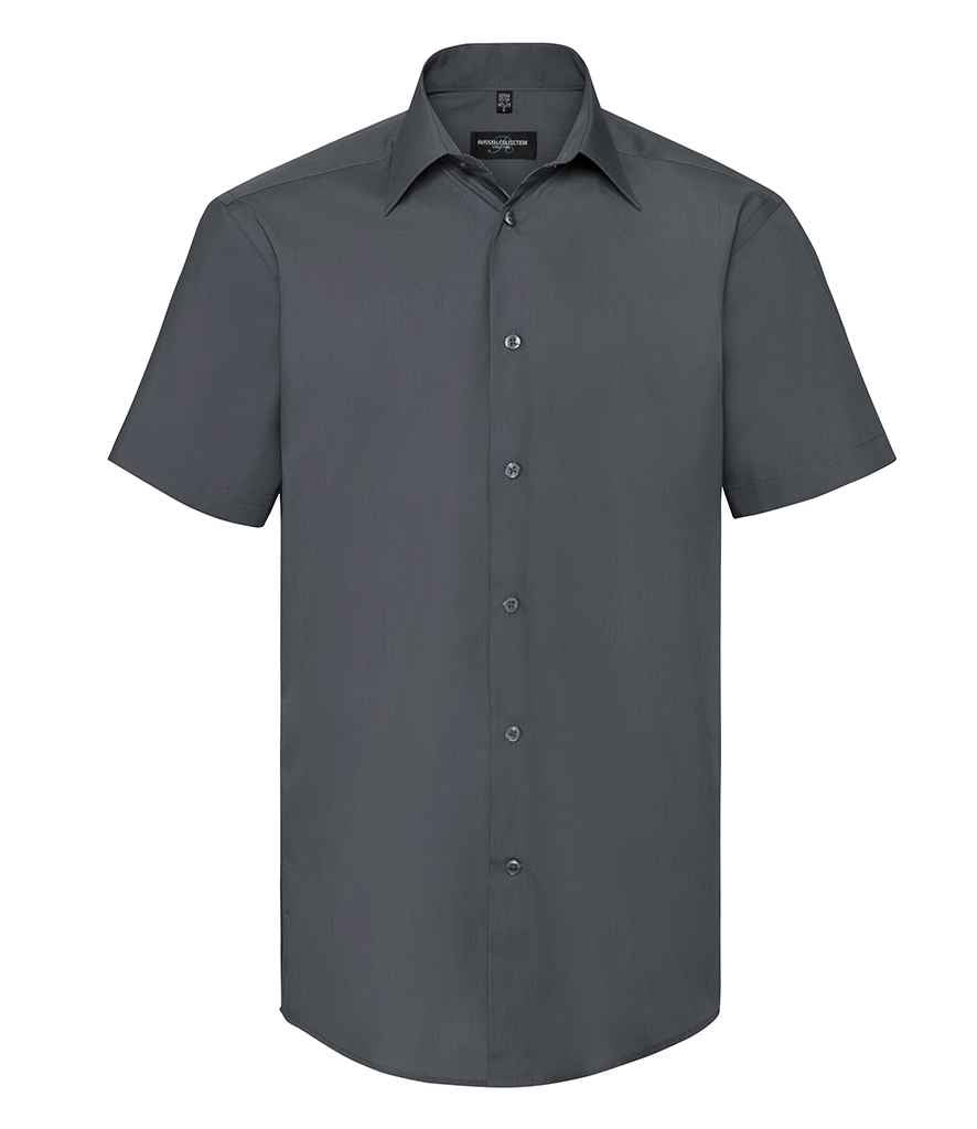 Russell Collection Short Sleeve Tailored Poplin Shirt in by Russell — Custom branded clothing by Print Press, featuring premium embroidery produced in our specialist print lab in the UK.