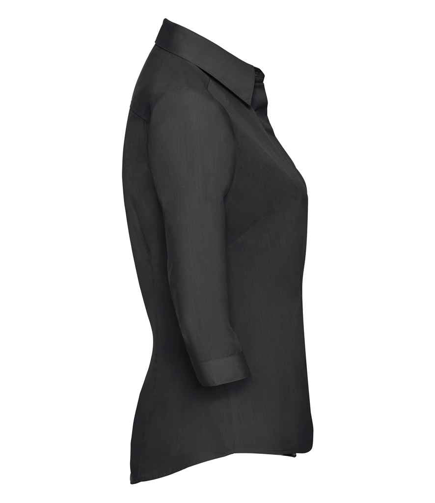 Russell Collection Ladies 3/4 Sleeve Fitted Poplin Shirt in by Russell — Custom branded clothing by Print Press, featuring premium embroidery produced in our specialist print lab in the UK.