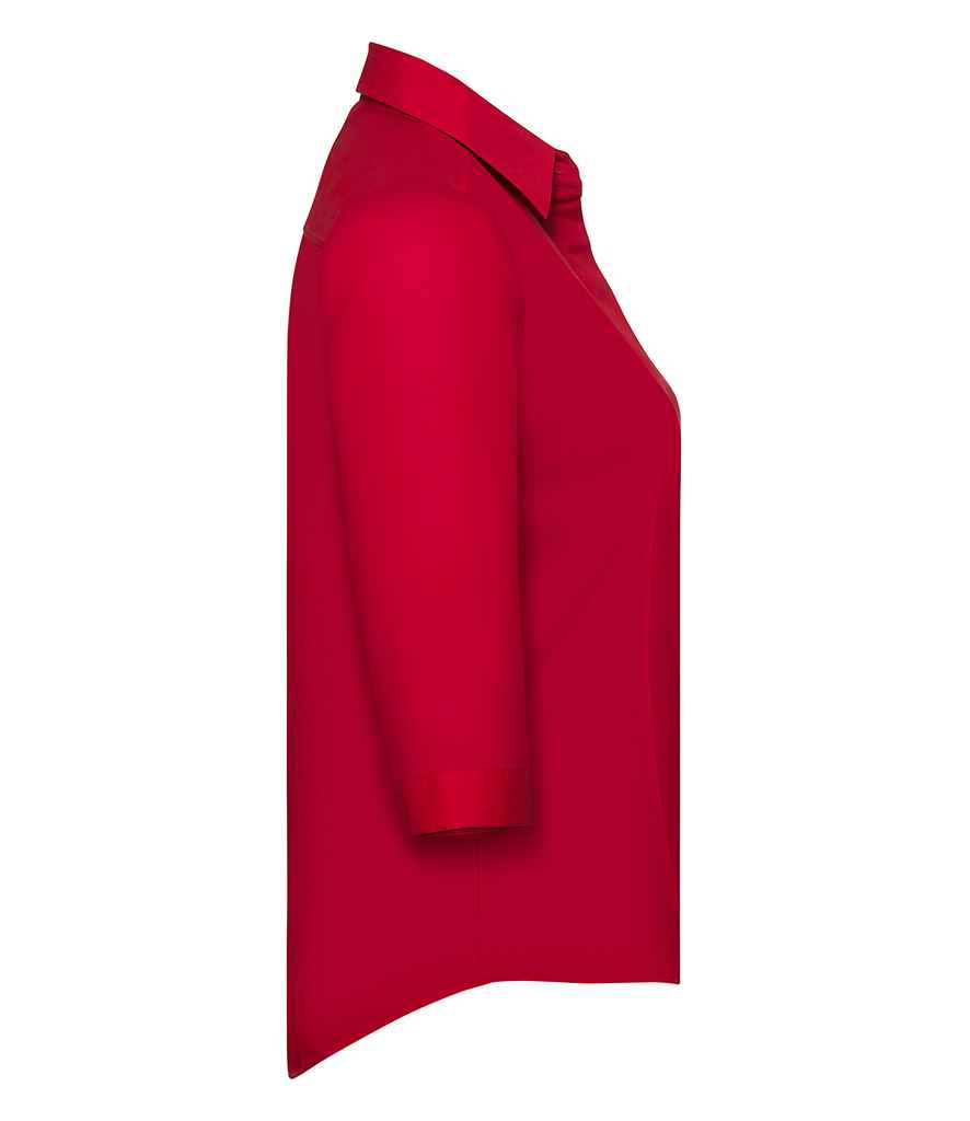 Russell Collection Ladies 3/4 Sleeve Fitted Poplin Shirt in by Russell — Custom branded clothing by Print Press, featuring premium embroidery produced in our specialist print lab in the UK.