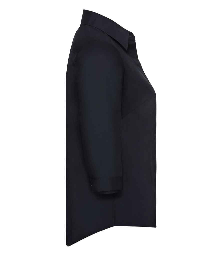 Russell Collection Ladies 3/4 Sleeve Fitted Poplin Shirt in by Russell — Custom branded clothing by Print Press, featuring premium embroidery produced in our specialist print lab in the UK.