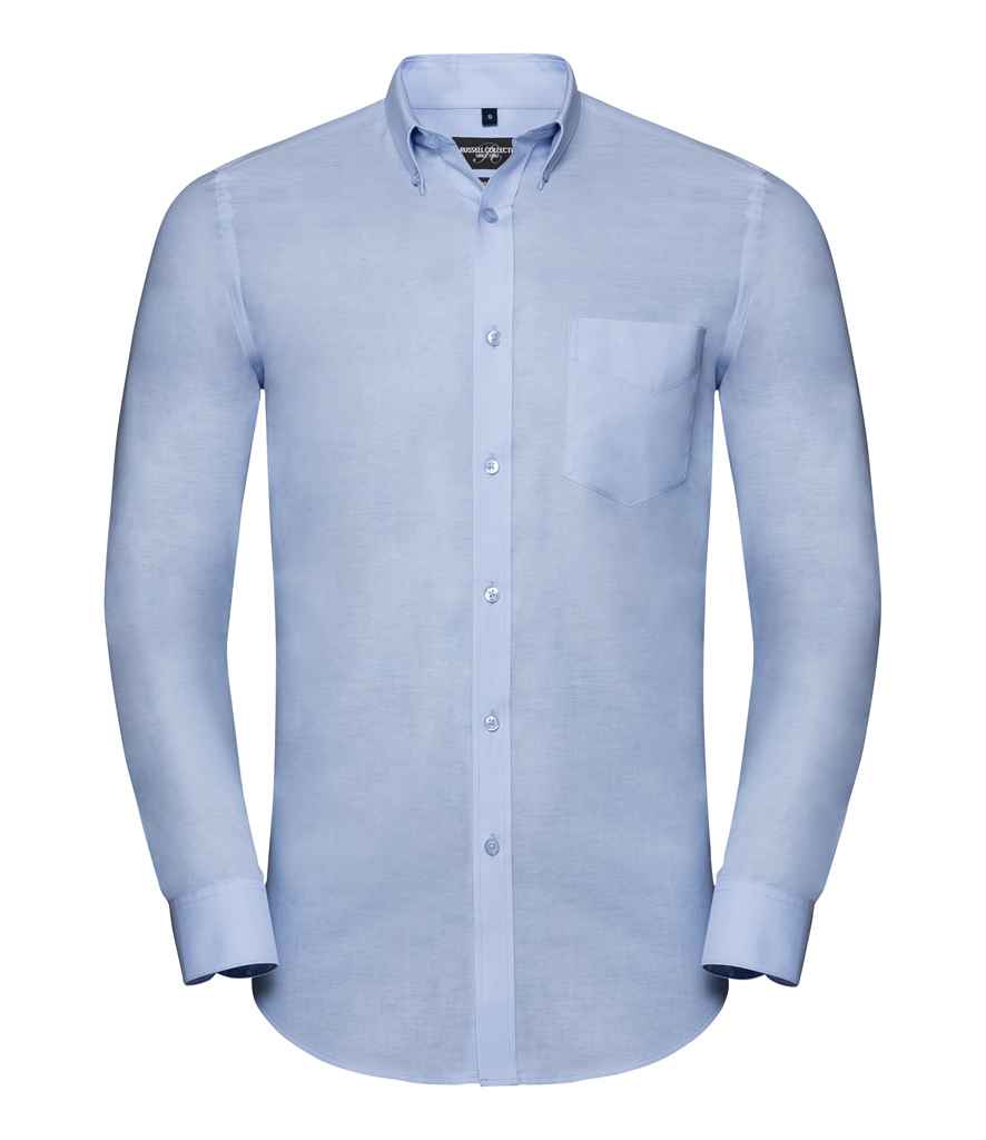 Russell Collection Tailored Long Sleeve Oxford Shirt in by Russell — Custom branded clothing by Print Press, featuring premium embroidery produced in our specialist print lab in the UK.
