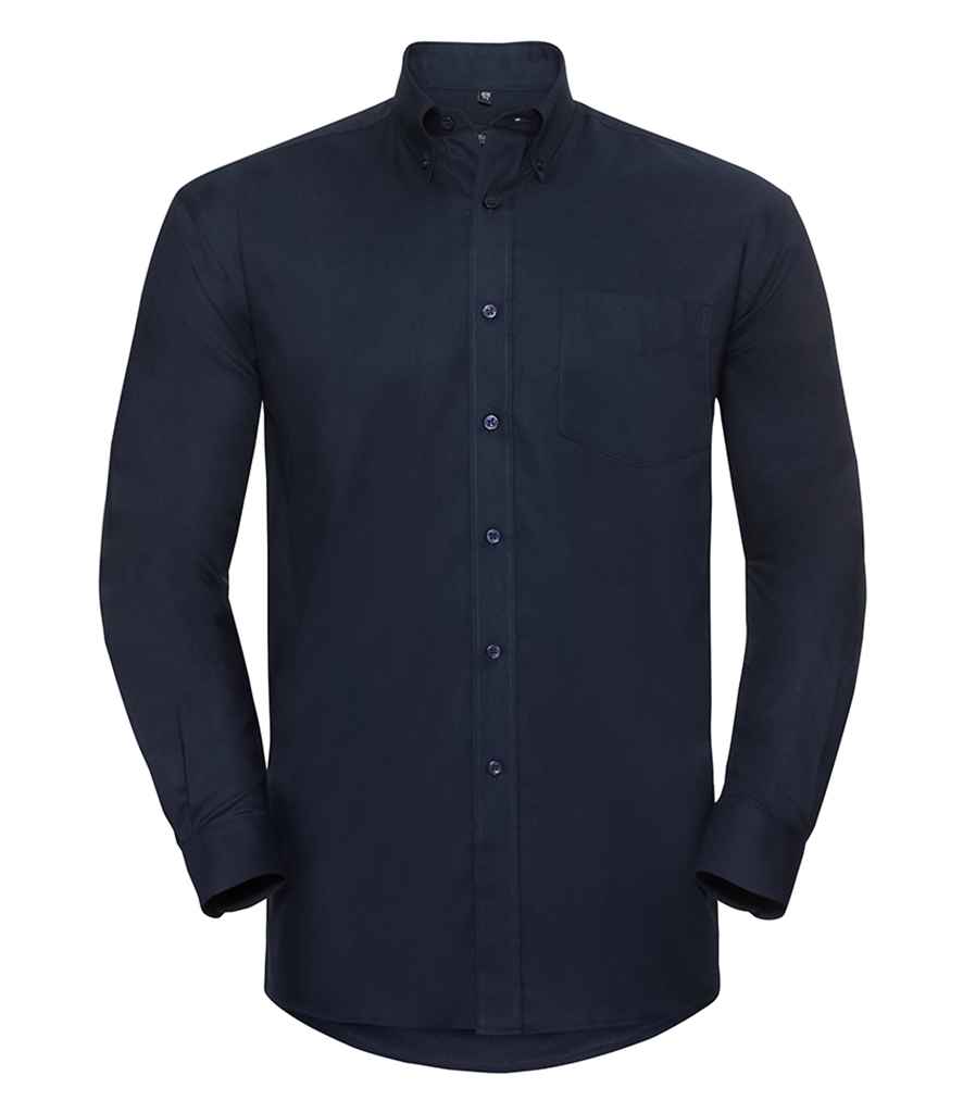 Russell Collection Long Sleeve Easy Care Oxford Shirt in Bright Navy by Russell — Custom branded clothing by Print Press, featuring premium embroidery produced in our specialist print lab in the UK.