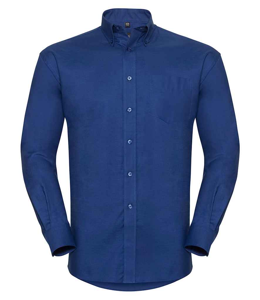 Russell Collection Long Sleeve Easy Care Oxford Shirt in Bright Royal by Russell — Custom branded clothing by Print Press, featuring premium embroidery produced in our specialist print lab in the UK.