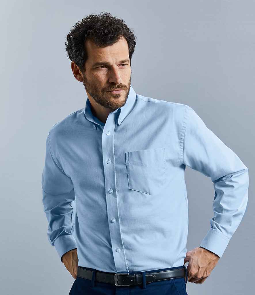 Russell Collection Long Sleeve Easy Care Oxford Shirt in by Russell — Custom branded clothing by Print Press, featuring premium embroidery produced in our specialist print lab in the UK.