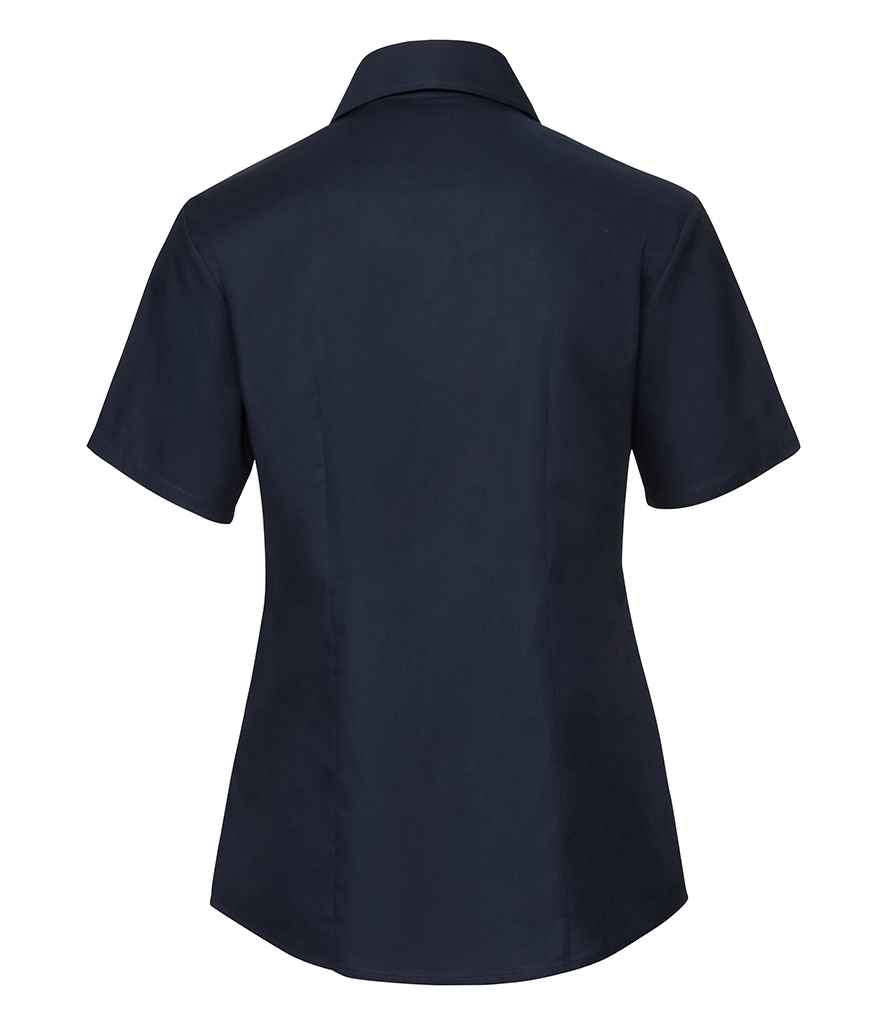 Russell Collection Ladies Short Sleeve Easy Care Oxford Shirt in by Russell — Custom branded clothing by Print Press, featuring premium embroidery produced in our specialist print lab in the UK.
