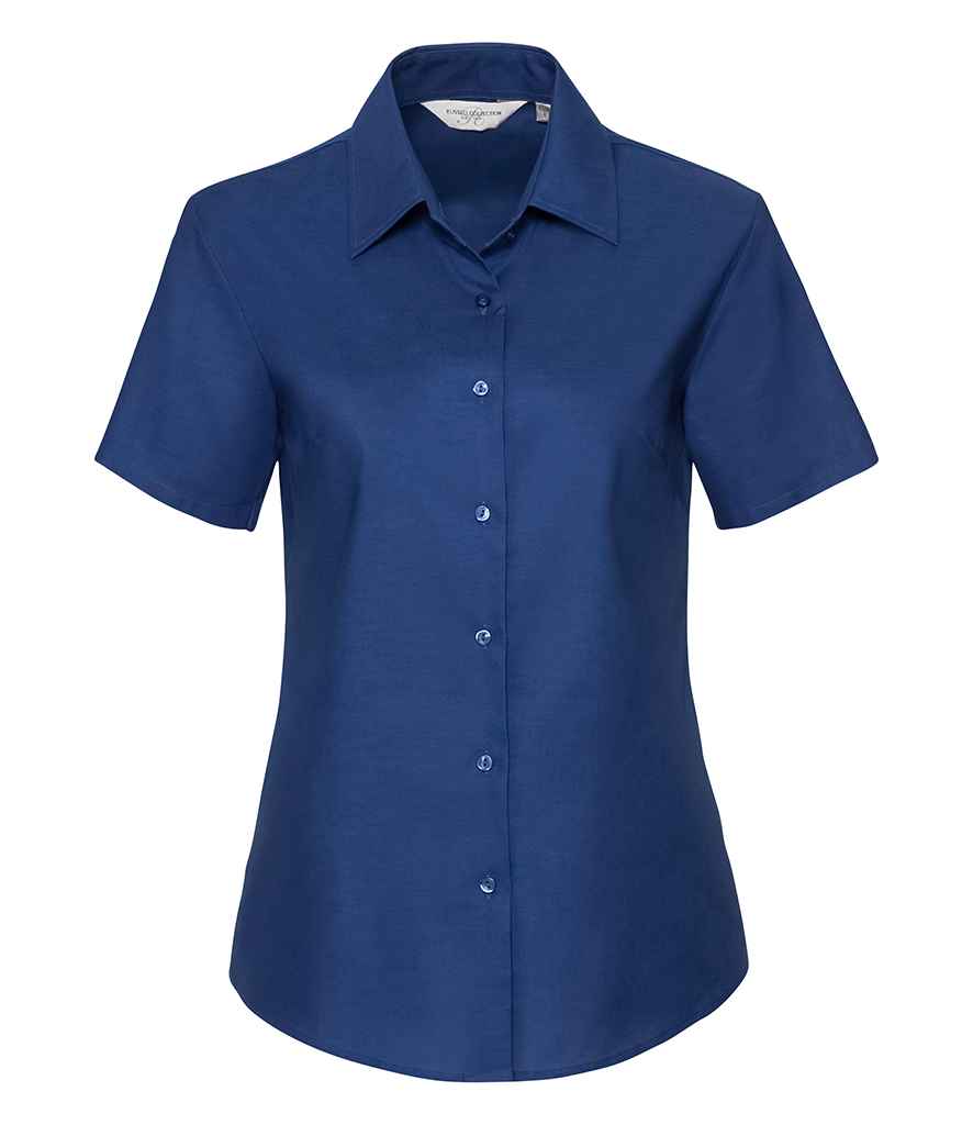 Russell Collection Ladies Short Sleeve Easy Care Oxford Shirt in Bright Royal by Russell — Custom branded clothing by Print Press, featuring premium embroidery produced in our specialist print lab in the UK.