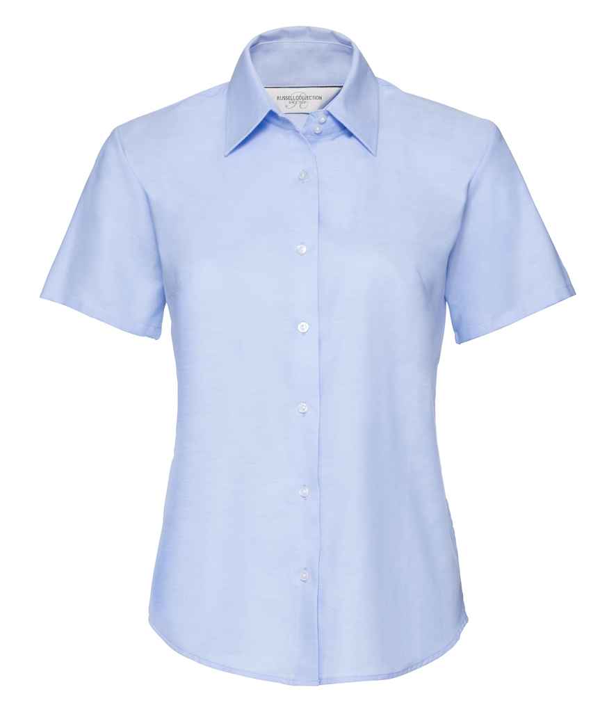 Russell Collection Ladies Short Sleeve Easy Care Oxford Shirt in by Russell — Custom branded clothing by Print Press, featuring premium embroidery produced in our specialist print lab in the UK.