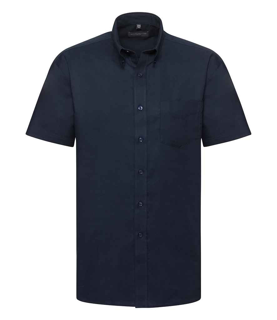 Russell Collection Short Sleeve Easy Care Oxford Shirt in Bright Navy by Russell — Custom branded clothing by Print Press, featuring premium embroidery produced in our specialist print lab in the UK.