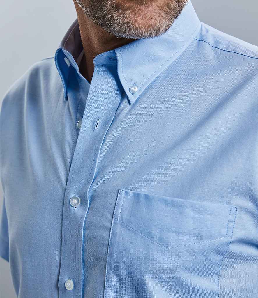 Russell Collection Short Sleeve Easy Care Oxford Shirt in by Russell — Custom branded clothing by Print Press, featuring premium embroidery produced in our specialist print lab in the UK.