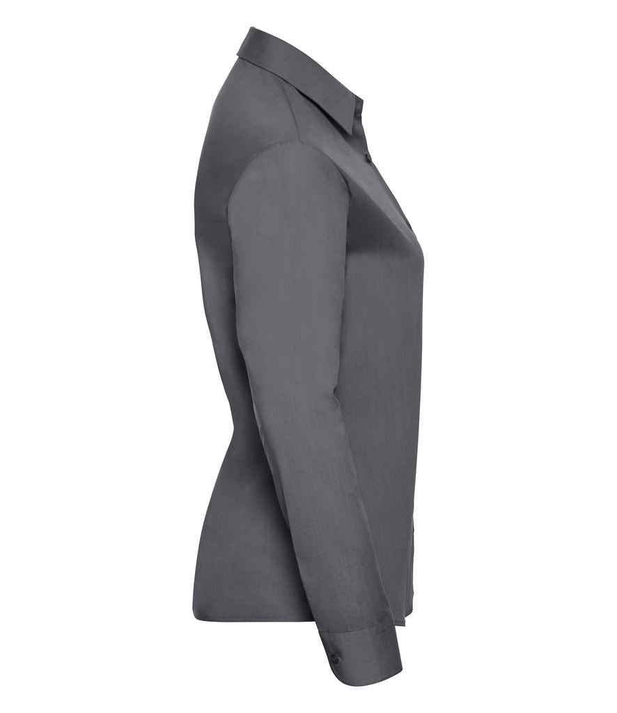 Russell Collection Ladies Long Sleeve Easy Care Poplin Shirt in by Russell — Custom branded clothing by Print Press, featuring premium embroidery produced in our specialist print lab in the UK.