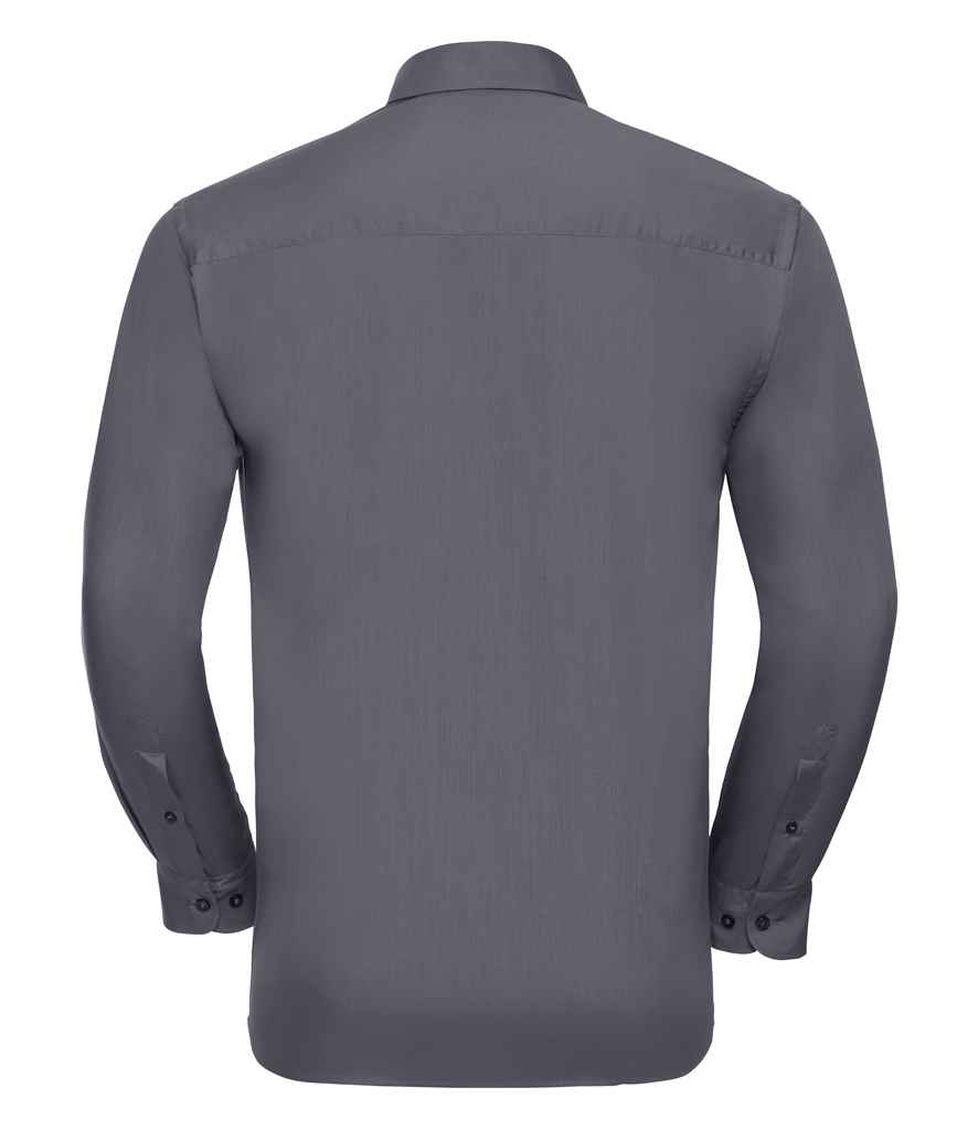Russell Collection Long Sleeve Easy Care Poplin Shirt in by Russell — Custom branded clothing by Print Press, featuring premium embroidery produced in our specialist print lab in the UK.