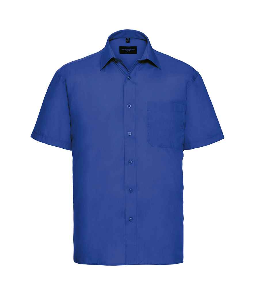 Russell Collection Short Sleeve Easy Care Poplin Shirt in Bright Royal by Russell — Custom branded clothing by Print Press, featuring premium embroidery produced in our specialist print lab in the UK.