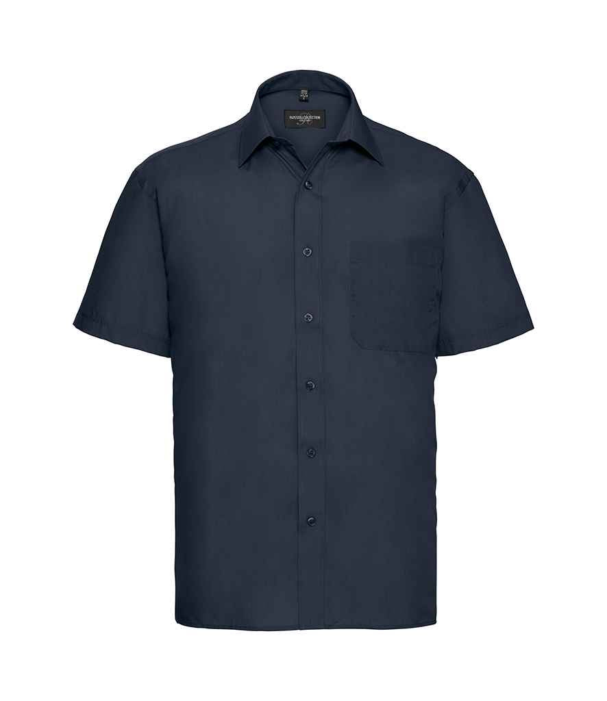 Russell Collection Short Sleeve Easy Care Poplin Shirt in French Navy by Russell — Custom branded clothing by Print Press, featuring premium embroidery produced in our specialist print lab in the UK.