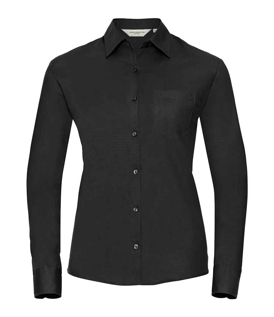 Russell Collection Ladies Long Sleeve Easy Care Cotton Poplin Shirt in by Russell — Custom branded clothing by Print Press, featuring premium embroidery produced in our specialist print lab in the UK.