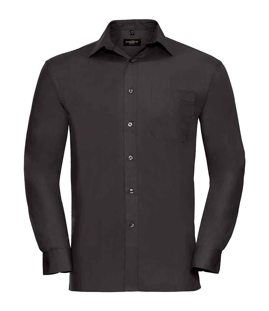 Russell Collection Long Sleeve Easy Care Cotton Poplin Shirt in by Russell — Custom branded clothing by Print Press, featuring premium embroidery produced in our specialist print lab in the UK.