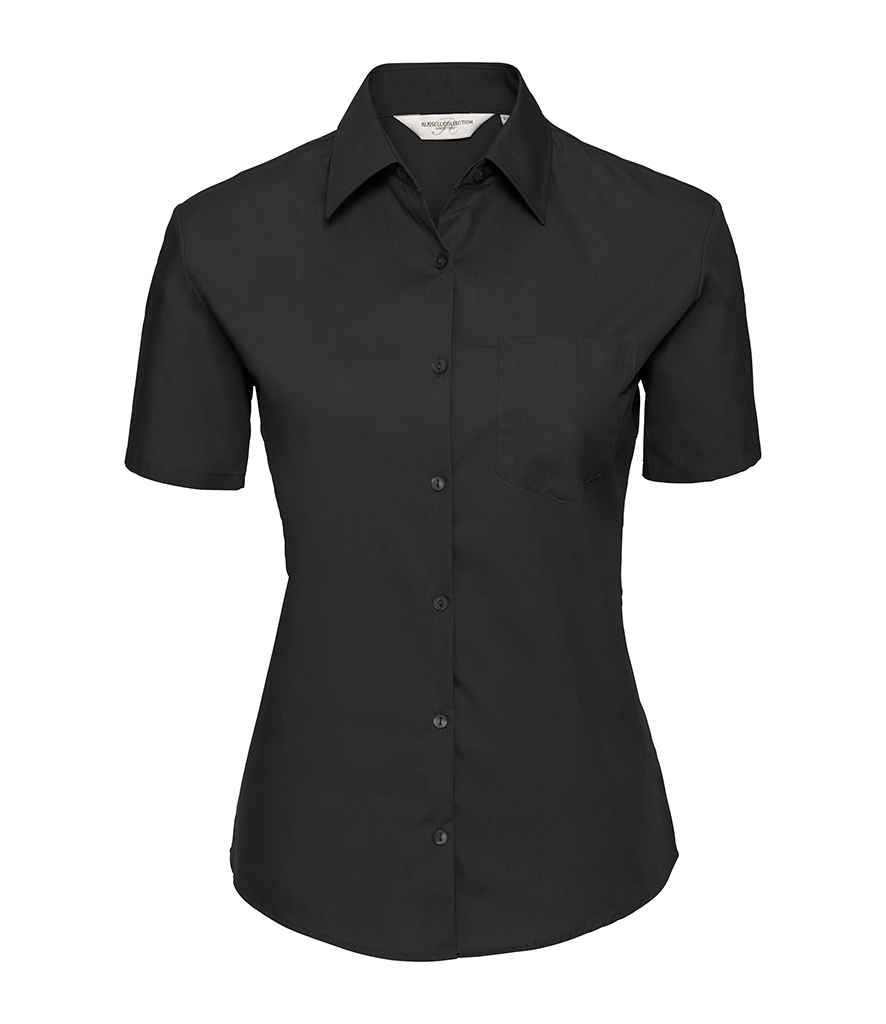 Russell Collection Ladies Short Sleeve Easy Care Cotton Poplin Shirt in by Russell — Custom branded clothing by Print Press, featuring premium embroidery produced in our specialist print lab in the UK.