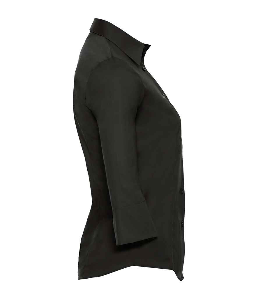 Russell Collection Ladies 3/4 Sleeve Easy Care Fitted Shirt in by Russell — Custom branded clothing by Print Press, featuring premium embroidery produced in our specialist print lab in the UK.