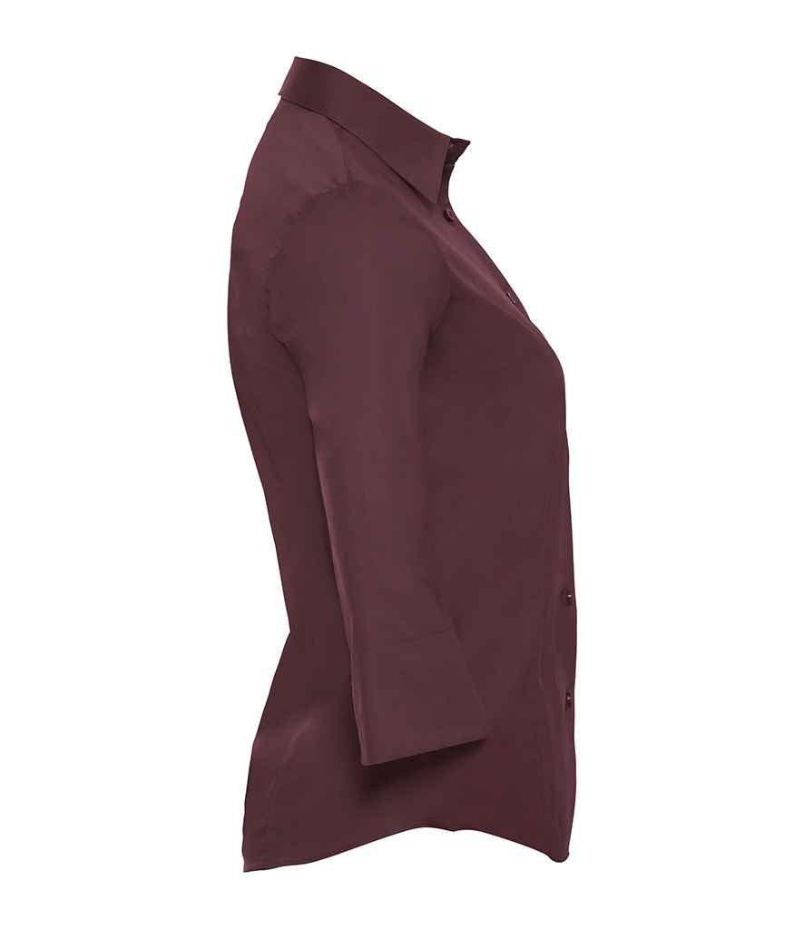 Russell Collection Ladies 3/4 Sleeve Easy Care Fitted Shirt in by Russell — Custom branded clothing by Print Press, featuring premium embroidery produced in our specialist print lab in the UK.