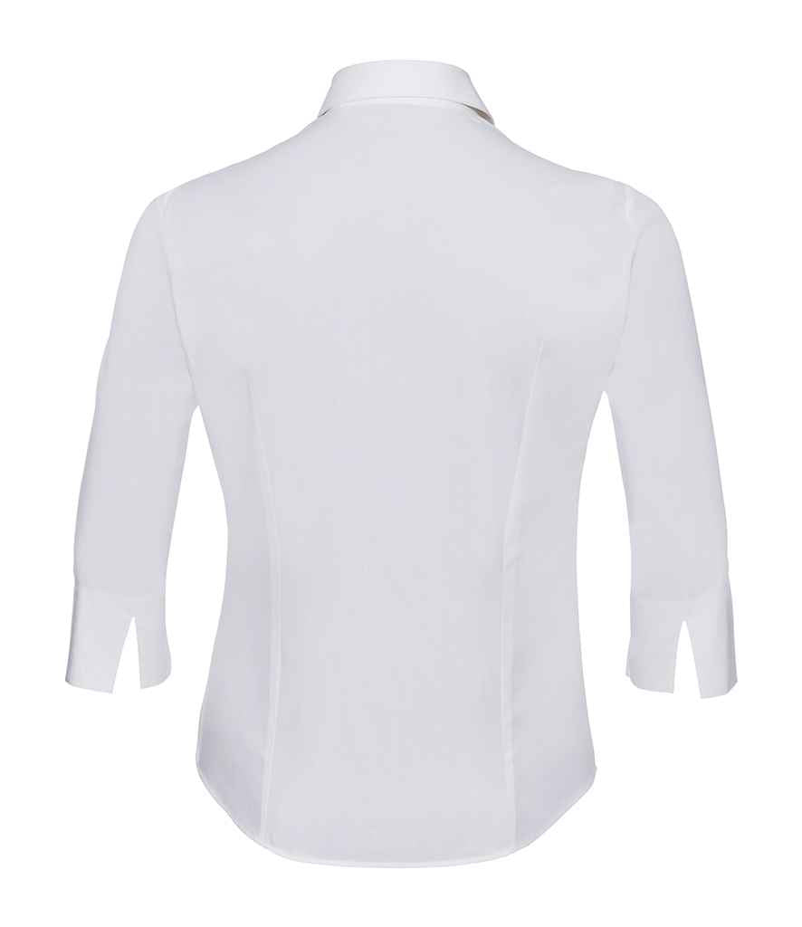 Russell Collection Ladies 3/4 Sleeve Easy Care Fitted Shirt in by Russell — Custom branded clothing by Print Press, featuring premium embroidery produced in our specialist print lab in the UK.