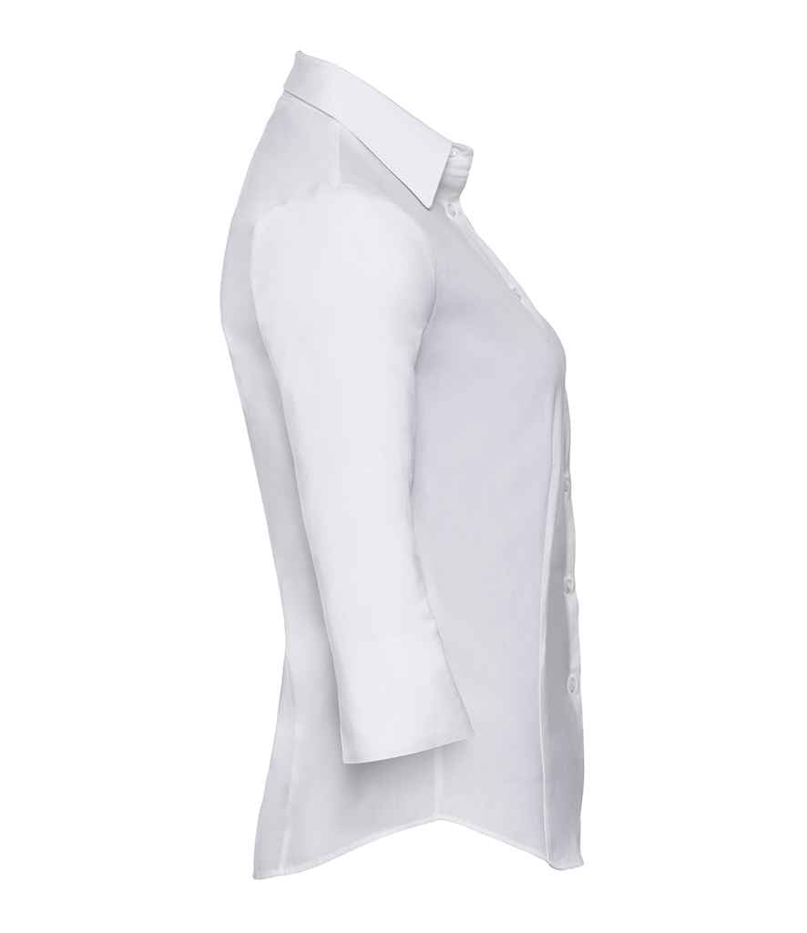 Russell Collection Ladies 3/4 Sleeve Easy Care Fitted Shirt in by Russell — Custom branded clothing by Print Press, featuring premium embroidery produced in our specialist print lab in the UK.
