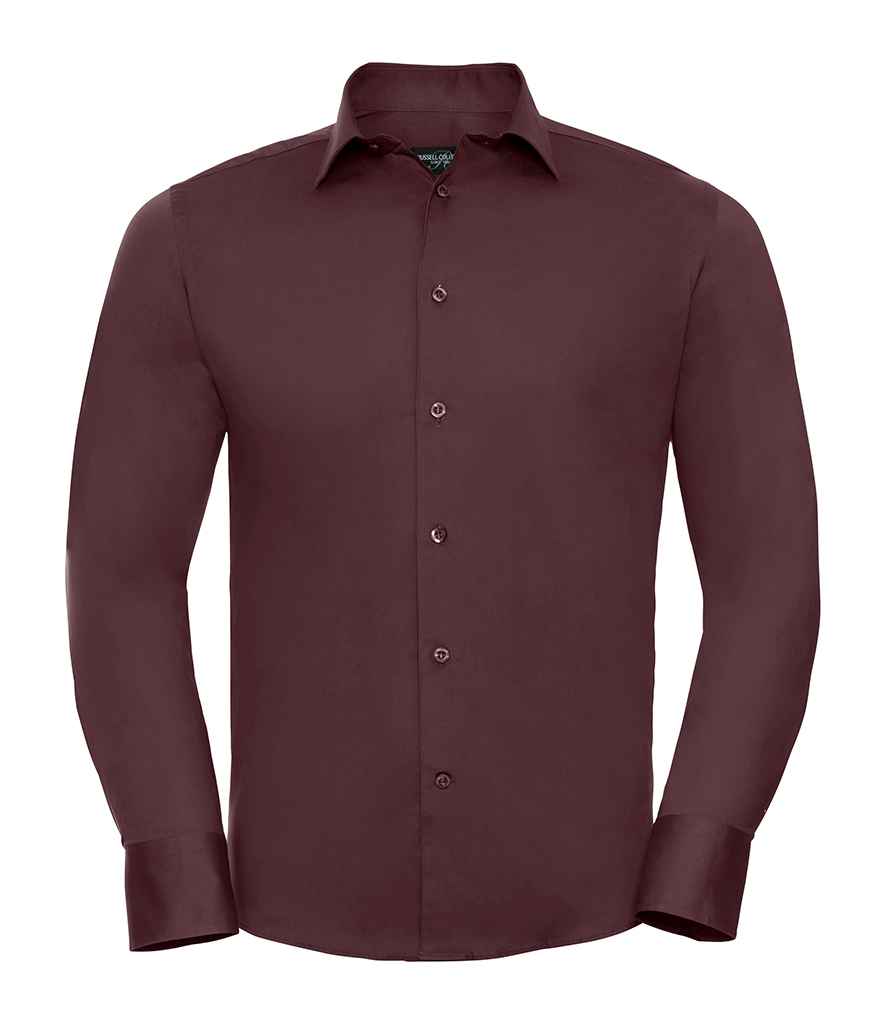 Russell Collection Long Sleeve Easy Care Fitted Shirt in by Russell — Custom branded clothing by Print Press, featuring premium embroidery produced in our specialist print lab in the UK.