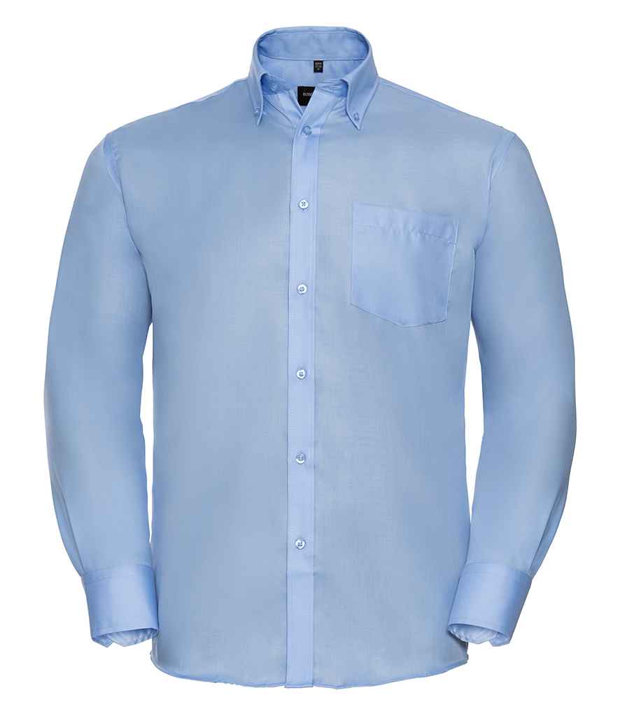 Russell Collection Long Sleeve Ultimate Non-Iron Shirt in Bright Sky by Russell — Custom branded clothing by Print Press, featuring premium embroidery produced in our specialist print lab in the UK.