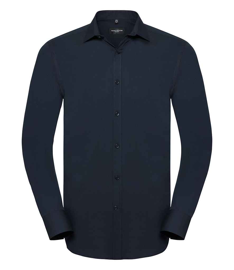 Russell Collection Long Sleeve Ultimate Stretch Shirt in by Russell — Custom branded clothing by Print Press, featuring premium embroidery produced in our specialist print lab in the UK.