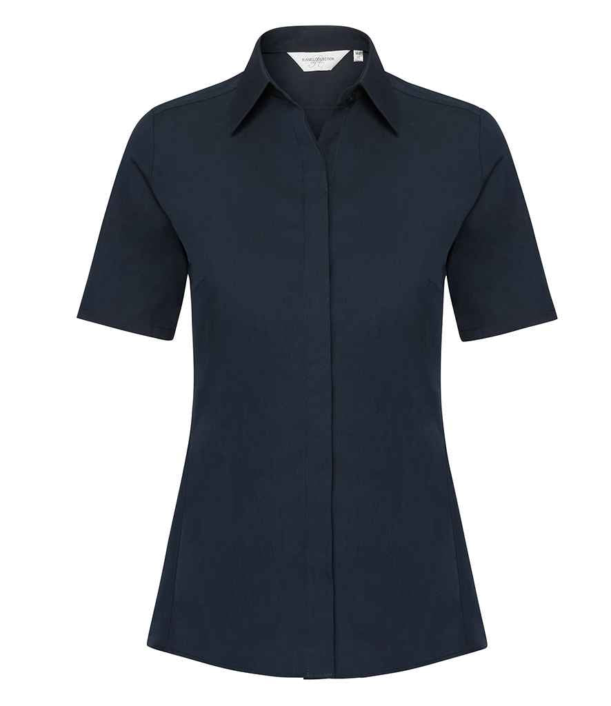 Russell Collection Ladies Short Sleeve Ultimate Stretch Shirt in by Russell — Custom branded clothing by Print Press, featuring premium embroidery produced in our specialist print lab in the UK.