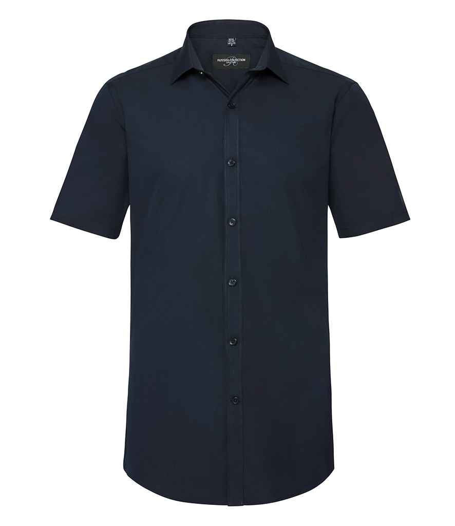 Russell Collection Ultimate Short Sleeve Stretch Shirt in by Russell — Custom branded clothing by Print Press, featuring premium embroidery produced in our specialist print lab in the UK.