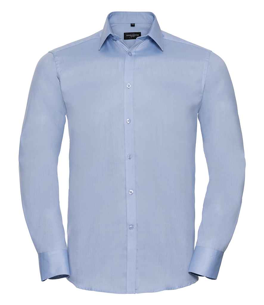 Russell Collection Long Sleeve Herringbone Shirt in by Russell — Custom branded clothing by Print Press, featuring premium embroidery produced in our specialist print lab in the UK.