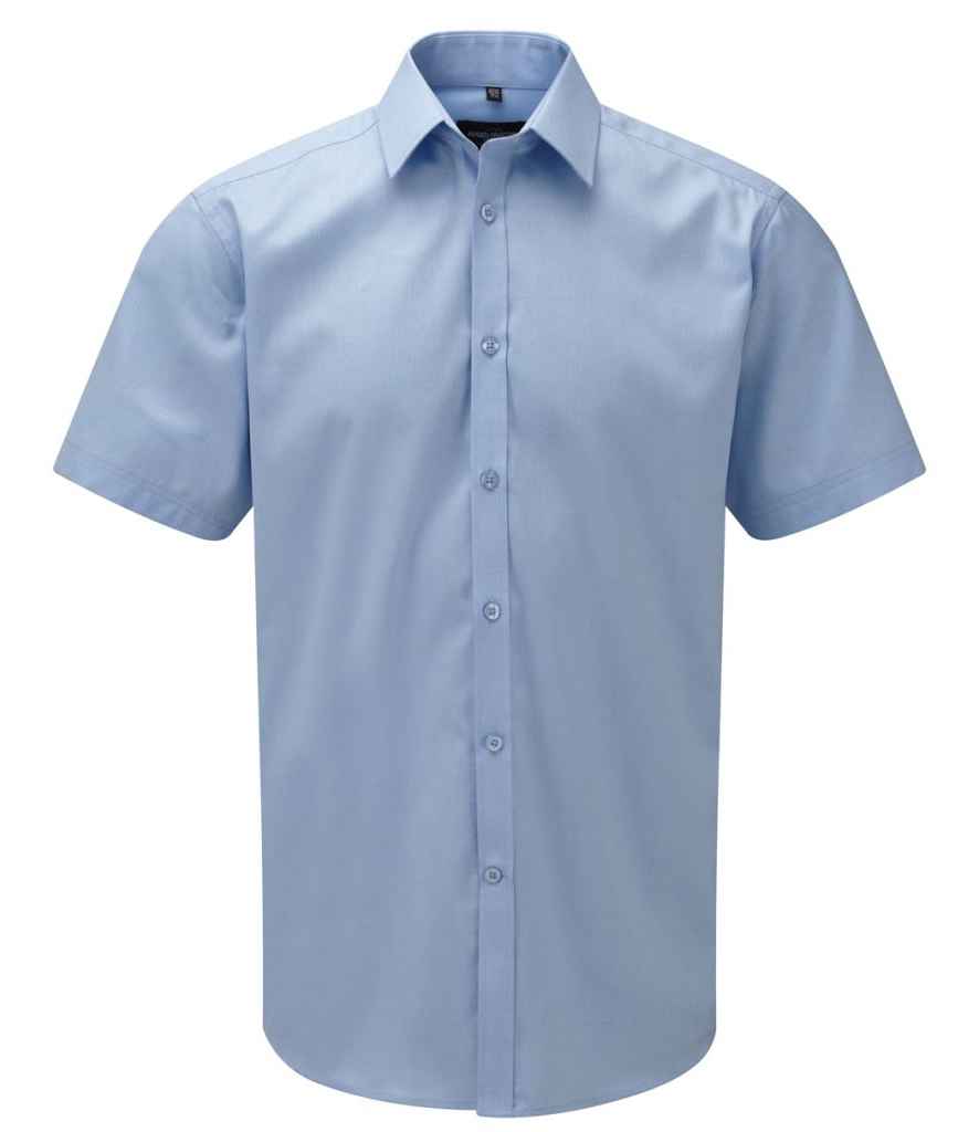 Russell Collection Short Sleeve Herringbone Shirt in by Russell — Custom branded clothing by Print Press, featuring premium embroidery produced in our specialist print lab in the UK.