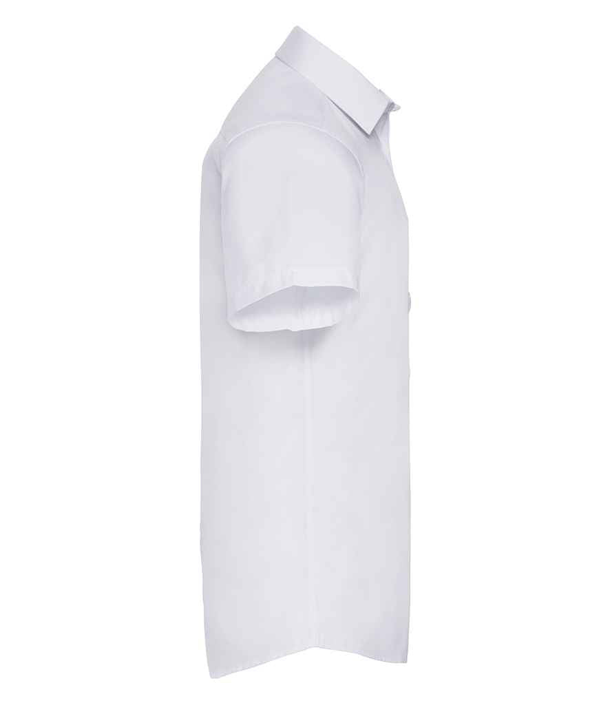Russell Collection Short Sleeve Herringbone Shirt in by Russell — Custom branded clothing by Print Press, featuring premium embroidery produced in our specialist print lab in the UK.
