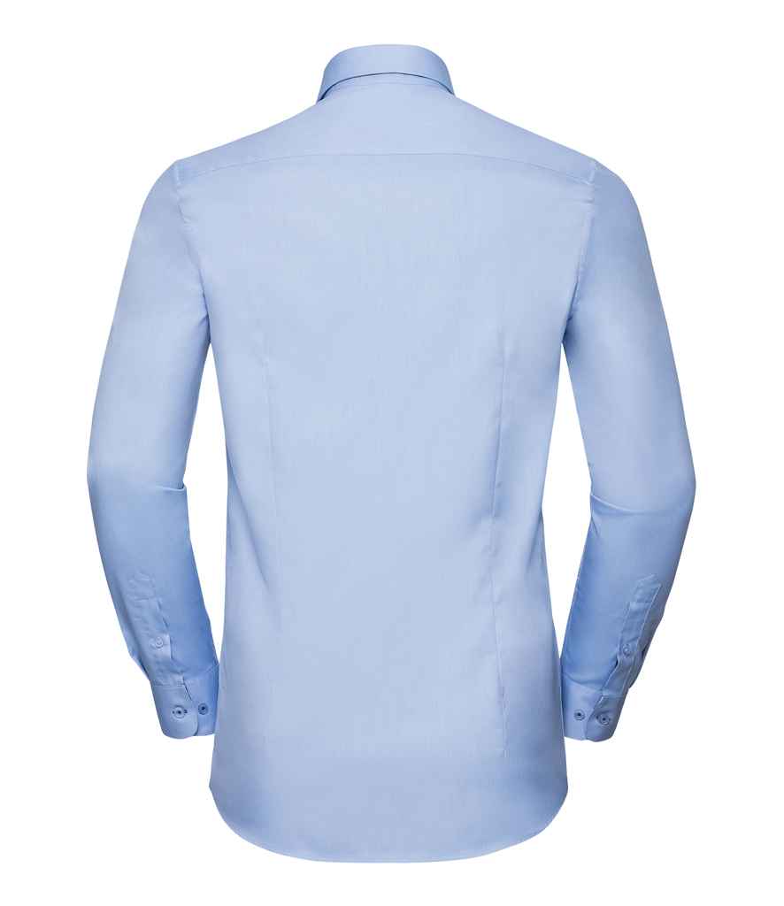 Russell Collection Long Sleeve Contrast Herringbone Shirt in by Russell — Custom branded clothing by Print Press, featuring premium embroidery produced in our specialist print lab in the UK.