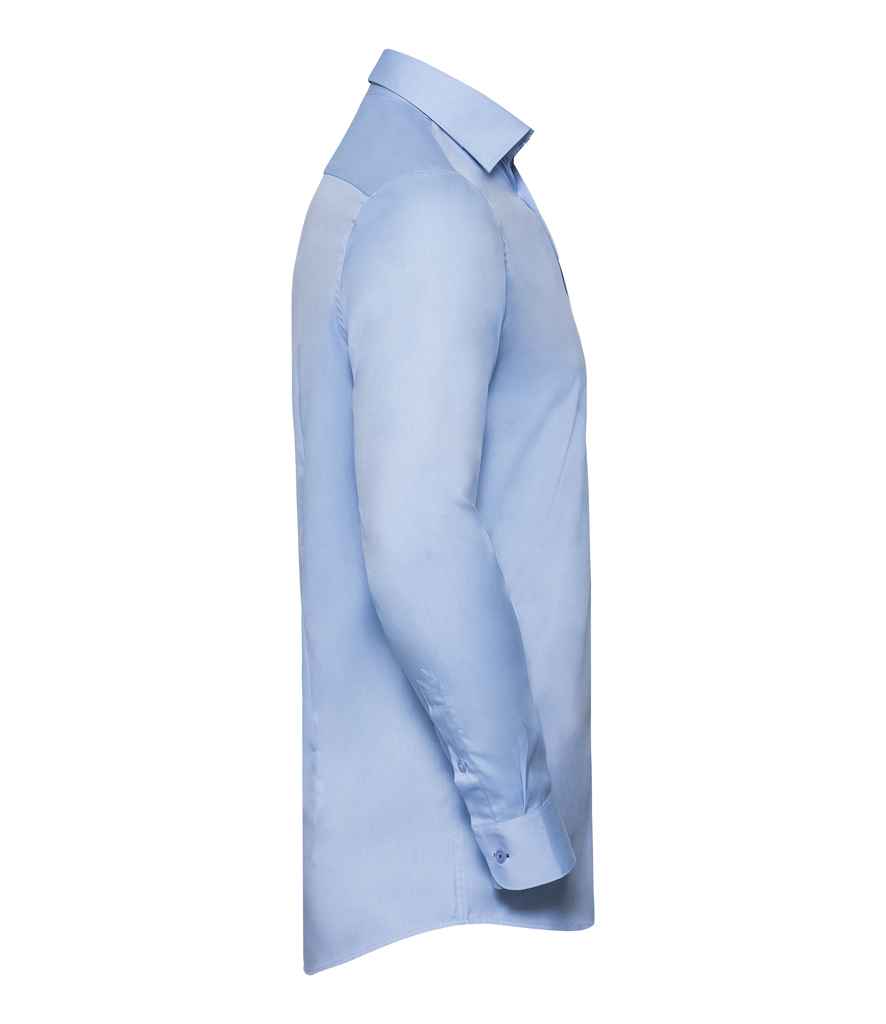 Russell Collection Long Sleeve Contrast Herringbone Shirt in by Russell — Custom branded clothing by Print Press, featuring premium embroidery produced in our specialist print lab in the UK.