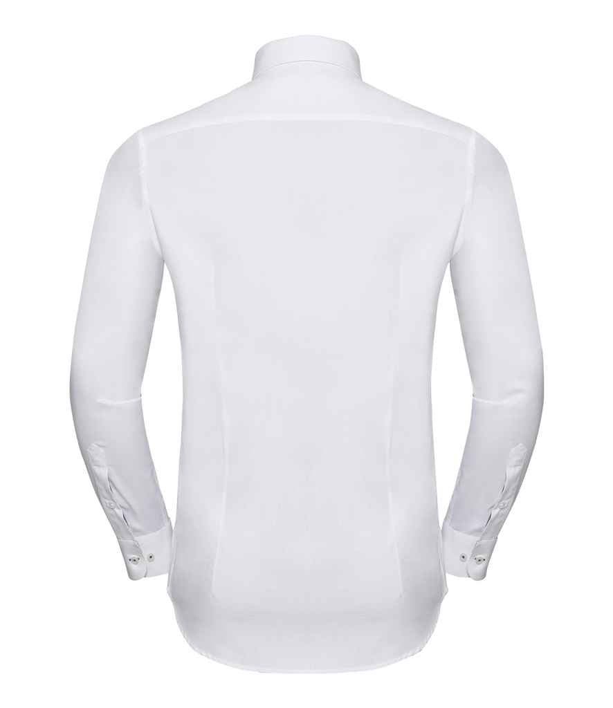 Russell Collection Long Sleeve Contrast Herringbone Shirt in by Russell — Custom branded clothing by Print Press, featuring premium embroidery produced in our specialist print lab in the UK.