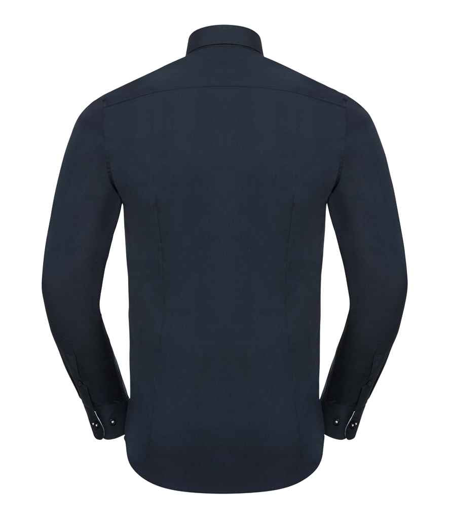 Russell Collection Long Sleeve Contrast Ultimate Stretch Shirt in by Russell — Custom branded clothing by Print Press, featuring premium embroidery produced in our specialist print lab in the UK.