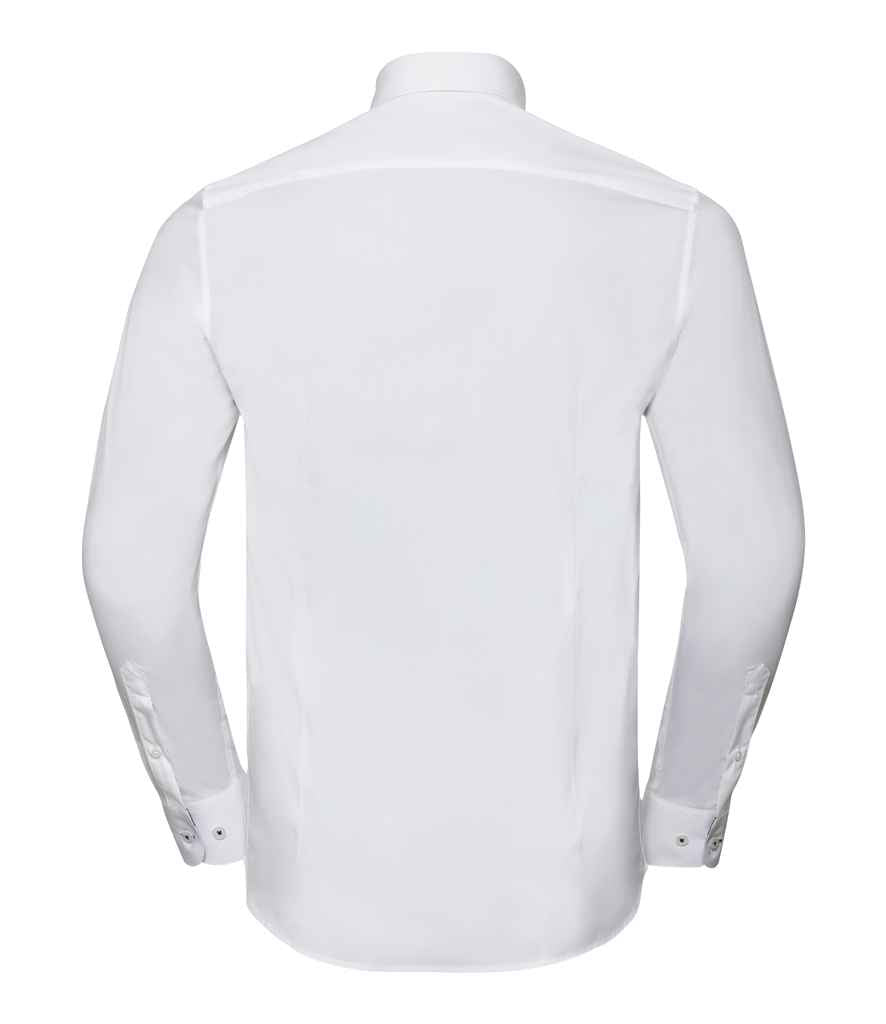 Russell Collection Long Sleeve Contrast Ultimate Stretch Shirt in by Russell — Custom branded clothing by Print Press, featuring premium embroidery produced in our specialist print lab in the UK.