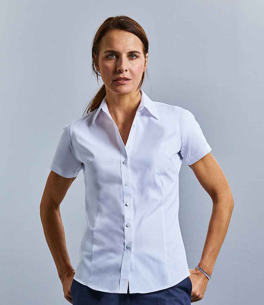 Russell Collection Ladies Short Sleeve Tailored Coolmax® Shirt in by Russell — Custom branded clothing by Print Press, featuring premium embroidery produced in our specialist print lab in the UK.