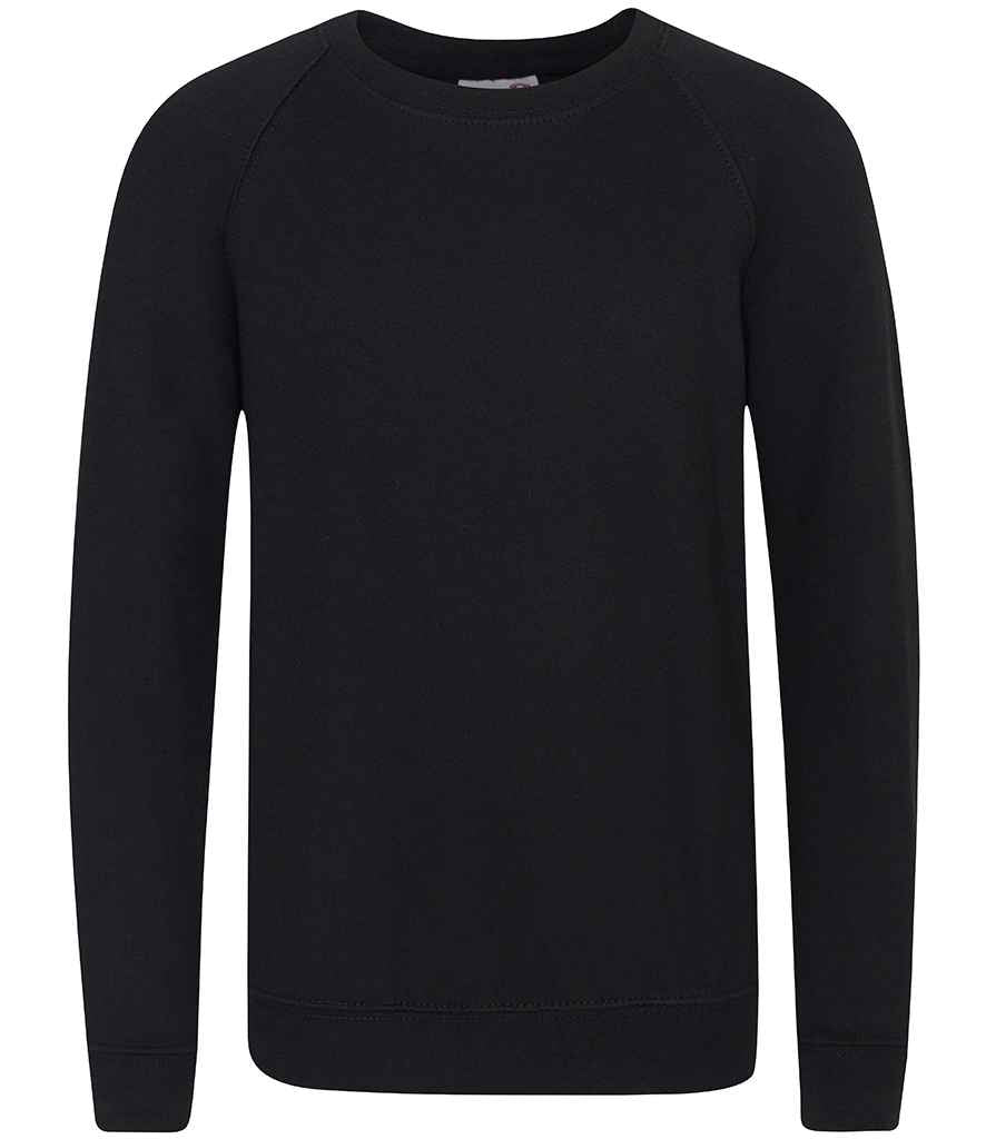 AWDis Academy Kids Raglan Sweatshirt in Black by AWDis Academy — Custom branded clothing by Print Press, featuring premium embroidery produced in our specialist print lab in the UK.