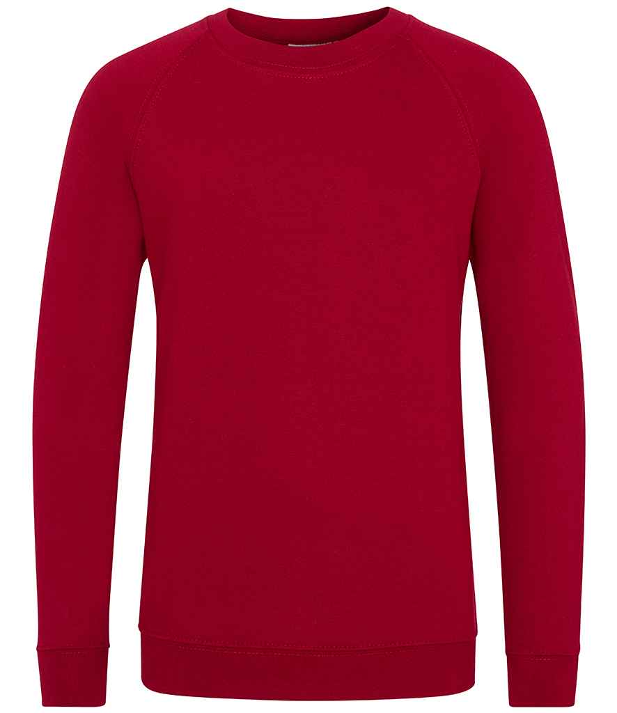 AWDis Academy Kids Raglan Sweatshirt in Claret by AWDis Academy — Custom branded clothing by Print Press, featuring premium embroidery produced in our specialist print lab in the UK.