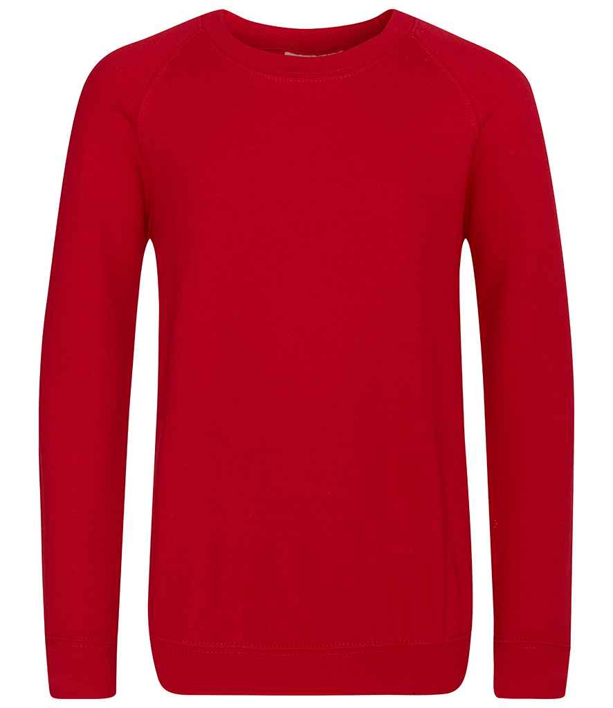 AWDis Academy Kids Raglan Sweatshirt in Red by AWDis Academy — Custom branded clothing by Print Press, featuring premium embroidery produced in our specialist print lab in the UK.