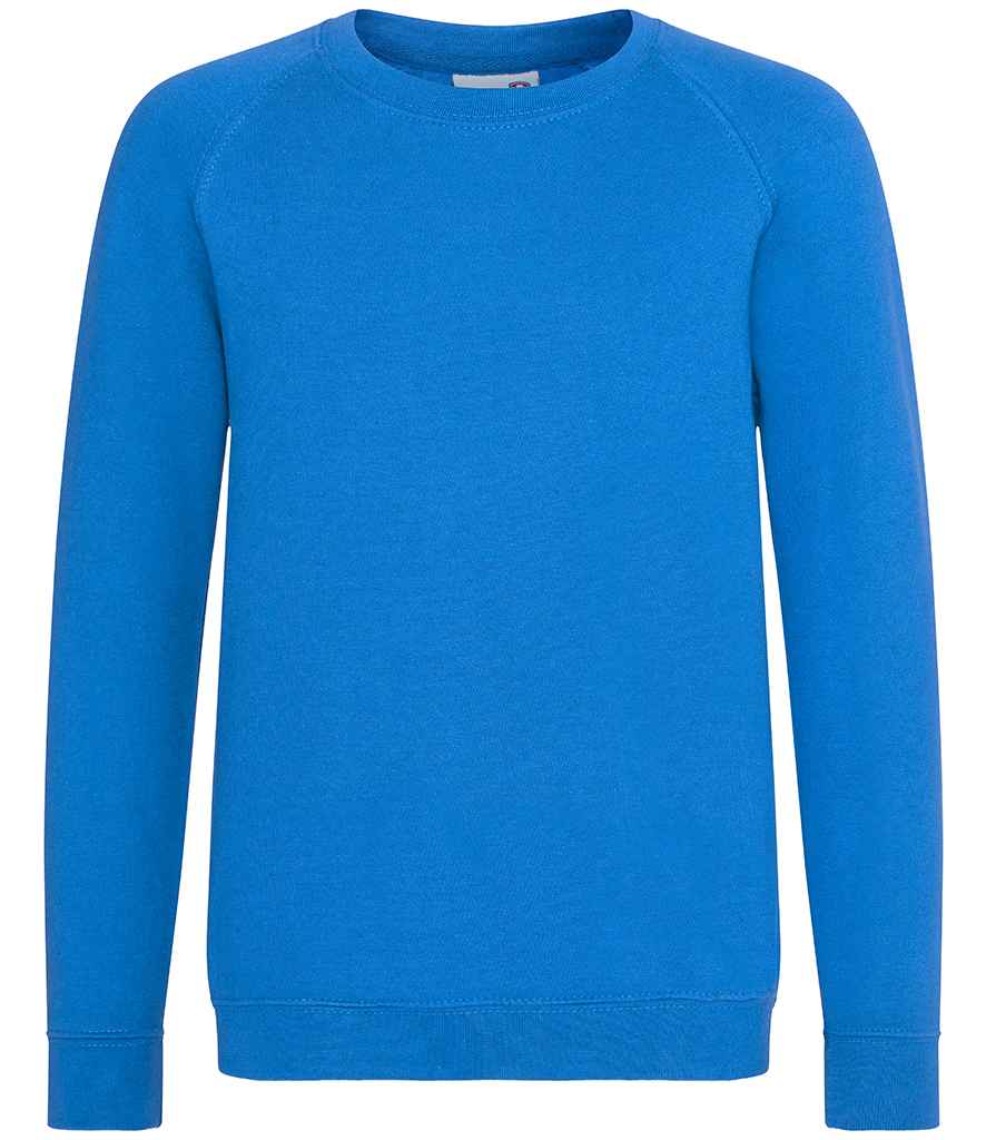 AWDis Academy Kids Raglan Sweatshirt in Sapphire Blue by AWDis Academy — Custom branded clothing by Print Press, featuring premium embroidery produced in our specialist print lab in the UK.